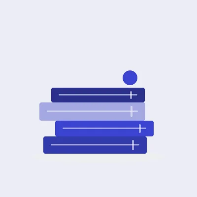 A stack of four books in indigo and grey